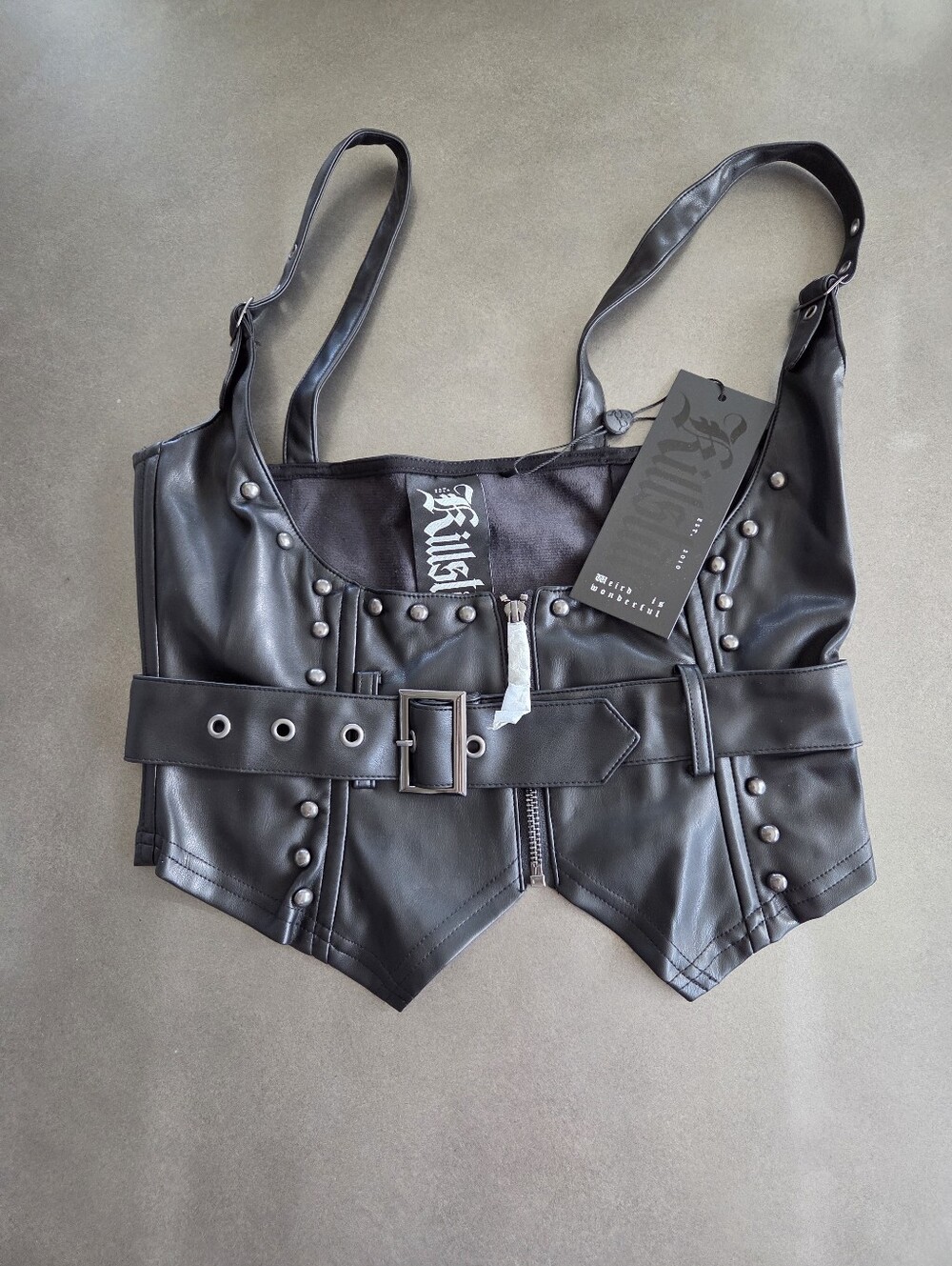 Killstar Black Faux Leather Malapas Underbust Corset Top Size Small NWT Goth